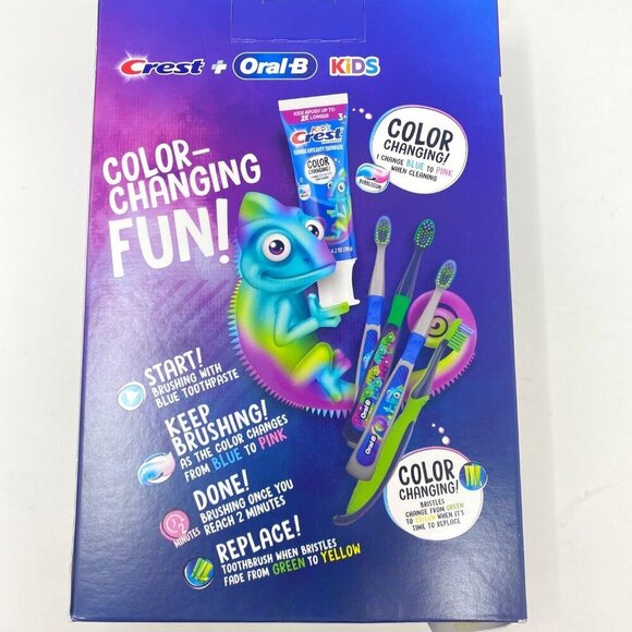 Crest + Oral-B Kids Chameleon Holiday Pack 4-Toothbrushes 1-Tube Toothpaste - Picture 5 of 6